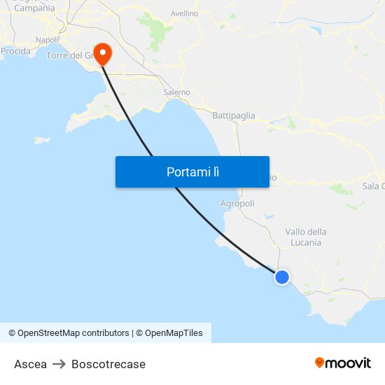 Ascea to Boscotrecase map