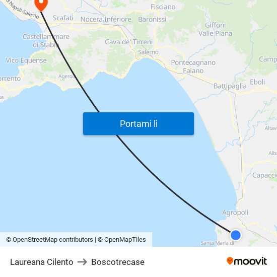 Laureana Cilento to Boscotrecase map