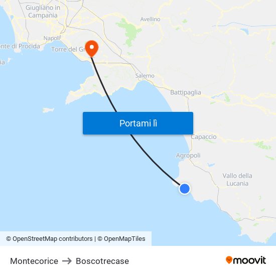 Montecorice to Boscotrecase map