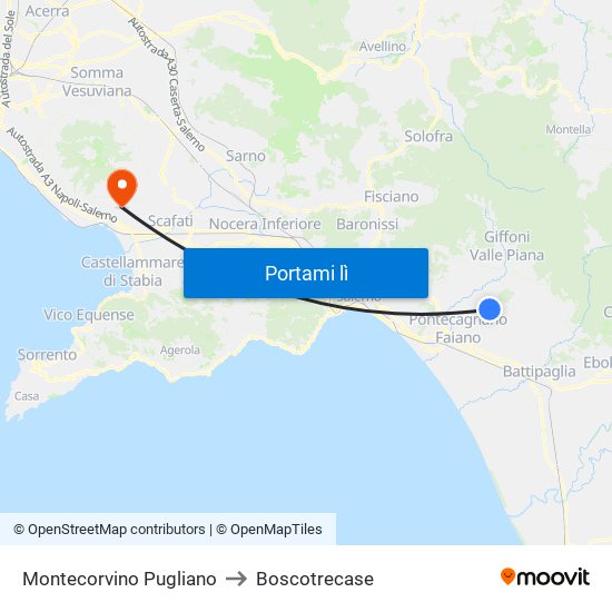 Montecorvino Pugliano to Boscotrecase map