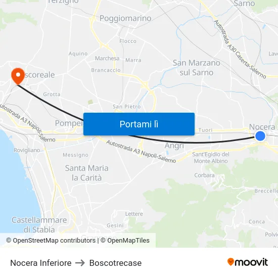 Nocera Inferiore to Boscotrecase map