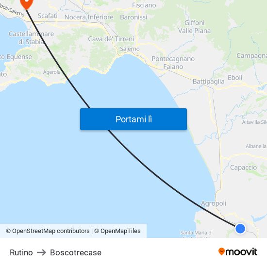 Rutino to Boscotrecase map