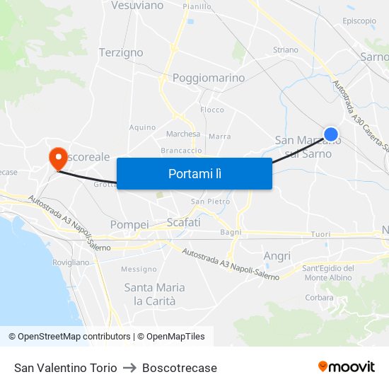 San Valentino Torio to Boscotrecase map