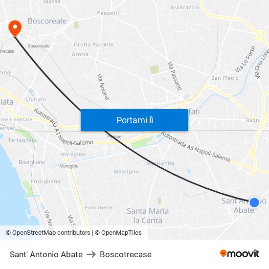 Sant' Antonio Abate to Boscotrecase map