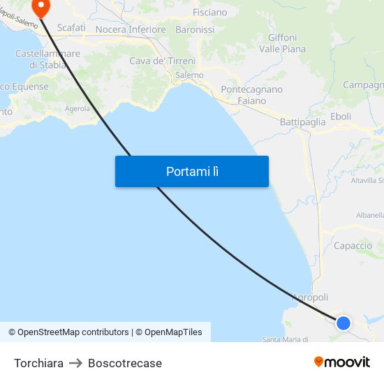 Torchiara to Boscotrecase map