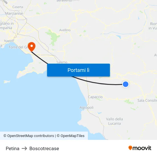 Petina to Boscotrecase map