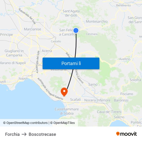 Forchia to Boscotrecase map