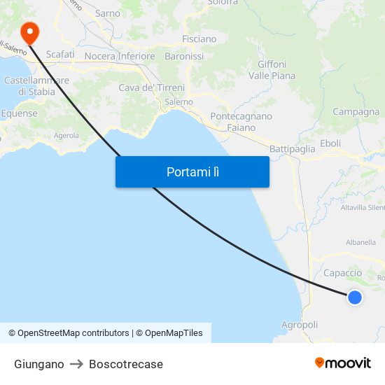 Giungano to Boscotrecase map