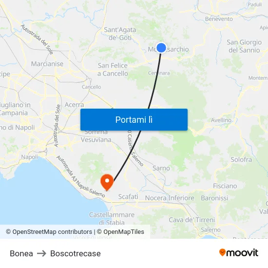 Bonea to Boscotrecase map