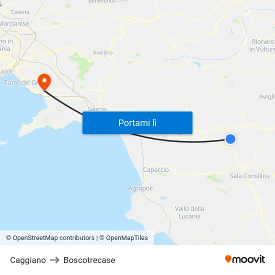 Caggiano to Boscotrecase map