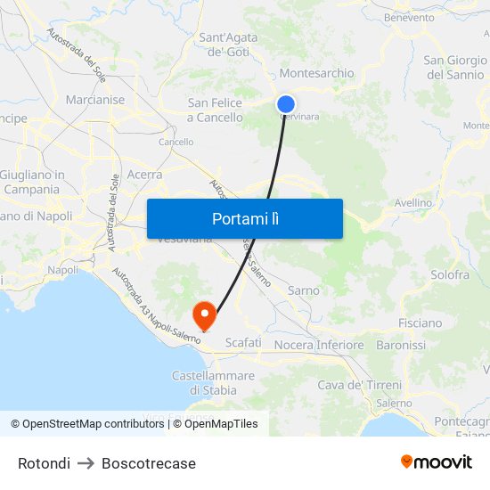 Rotondi to Boscotrecase map