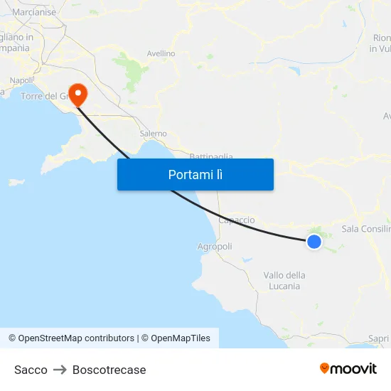 Sacco to Boscotrecase map