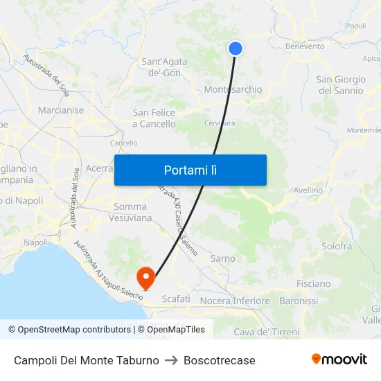 Campoli Del Monte Taburno to Boscotrecase map