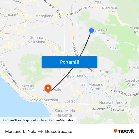 Marzano Di Nola to Boscotrecase map