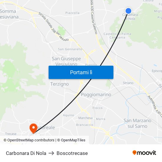Carbonara Di Nola to Boscotrecase map