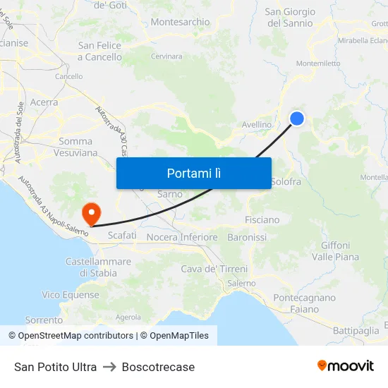San Potito Ultra to Boscotrecase map