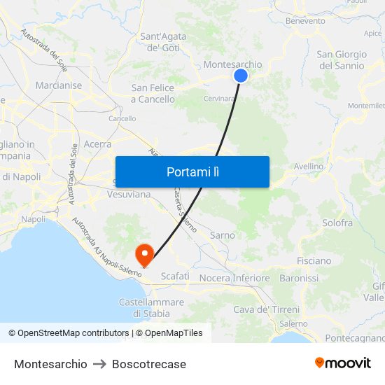 Montesarchio to Boscotrecase map