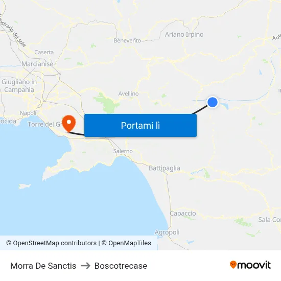 Morra De Sanctis to Boscotrecase map