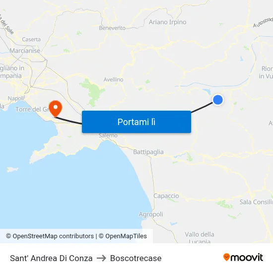 Sant' Andrea Di Conza to Boscotrecase map
