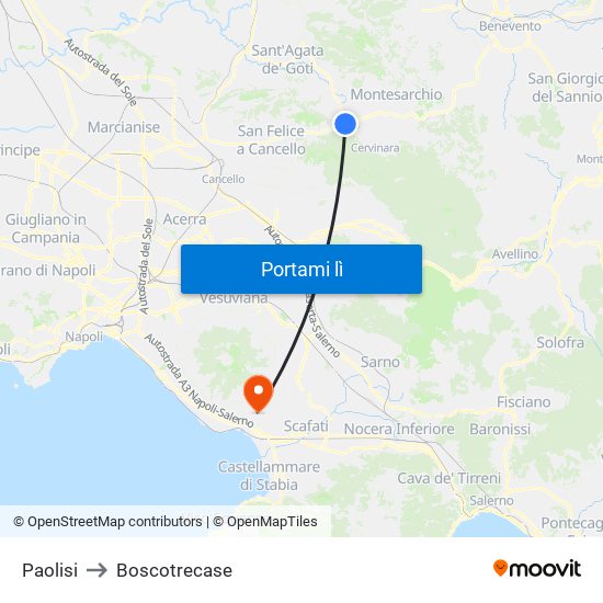 Paolisi to Boscotrecase map