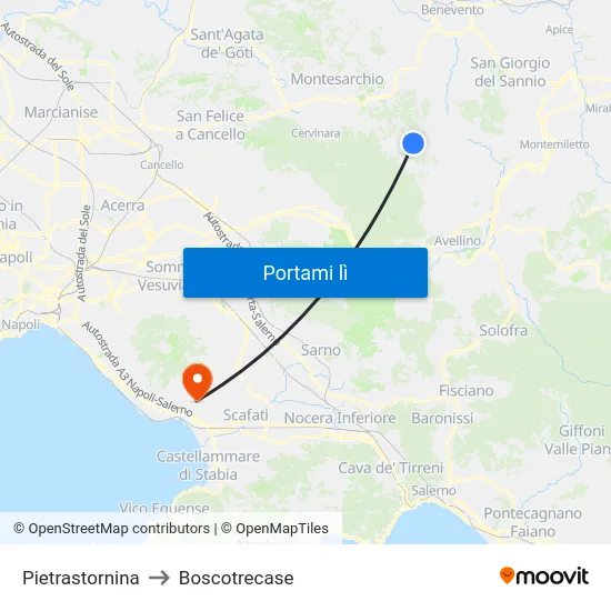 Pietrastornina to Boscotrecase map