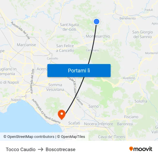 Tocco Caudio to Boscotrecase map