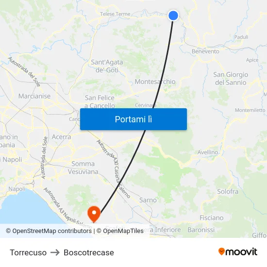 Torrecuso to Boscotrecase map