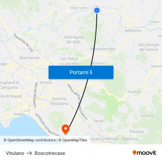 Vitulano to Boscotrecase map
