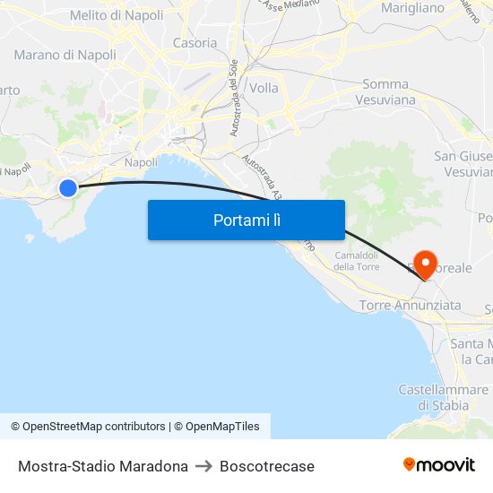 Mostra-Stadio Maradona to Boscotrecase map