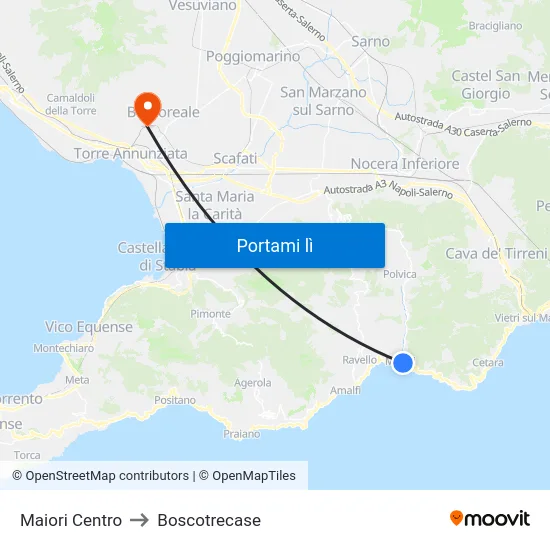 Maiori Centro to Boscotrecase map