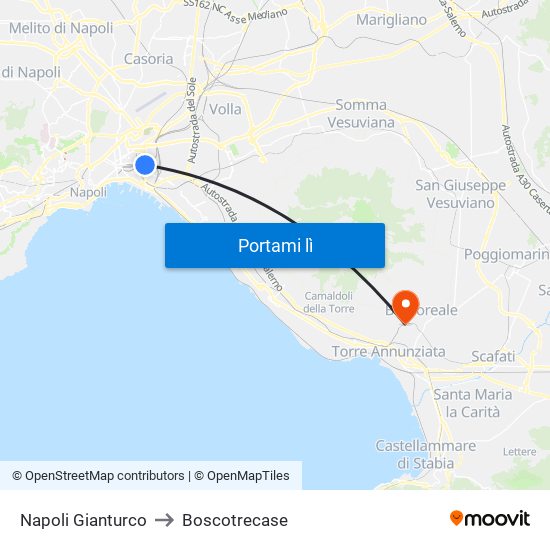 Napoli Gianturco to Boscotrecase map