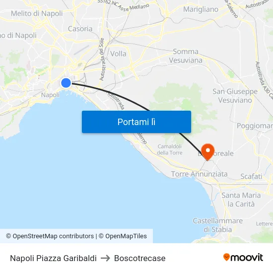 Napoli Piazza Garibaldi to Boscotrecase map