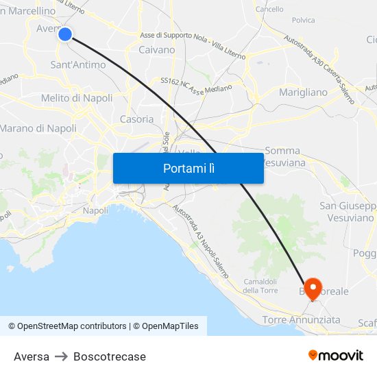 Aversa to Boscotrecase map