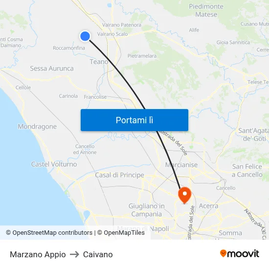 Marzano Appio to Caivano map