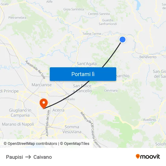 Paupisi to Caivano map