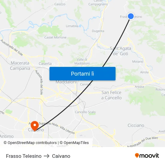Frasso Telesino to Caivano map