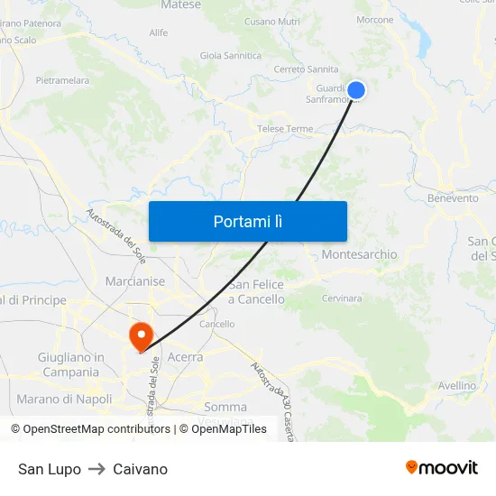 San Lupo to Caivano map