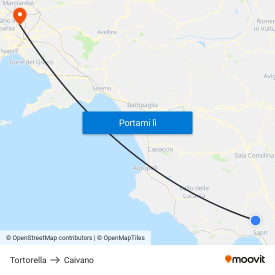 Tortorella to Caivano map