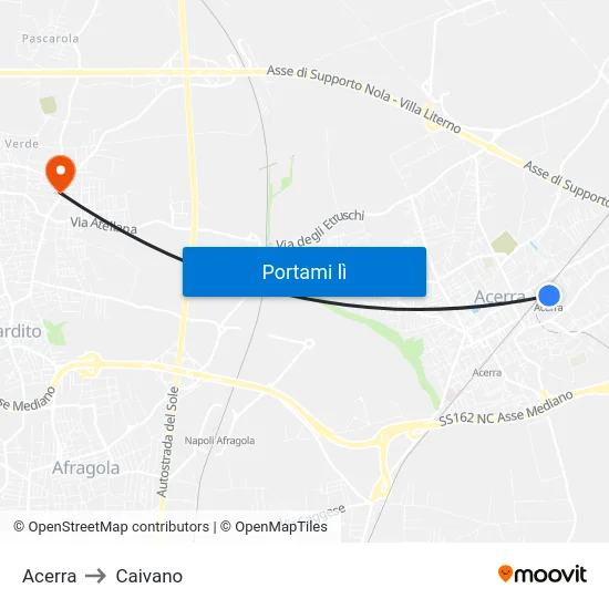 Acerra to Caivano map