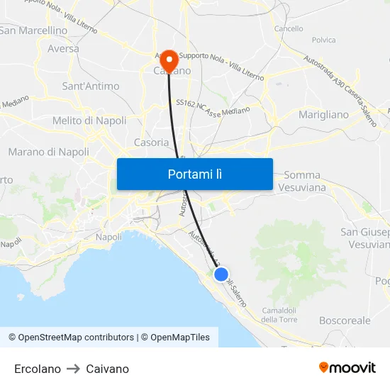 Ercolano to Caivano map
