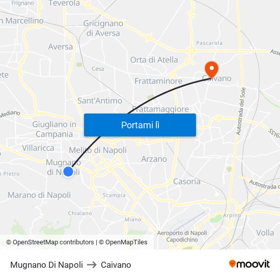 Mugnano Di Napoli to Caivano map