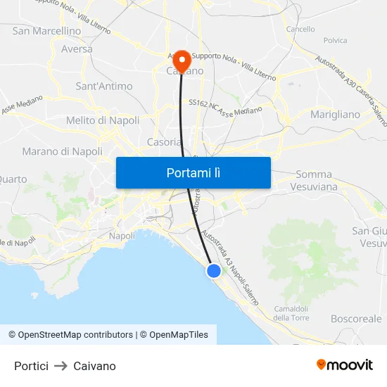 Portici to Caivano map