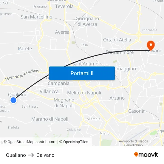 Qualiano to Caivano map