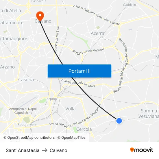 Sant' Anastasia to Caivano map