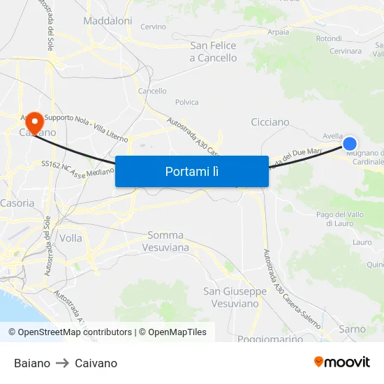Baiano to Caivano map