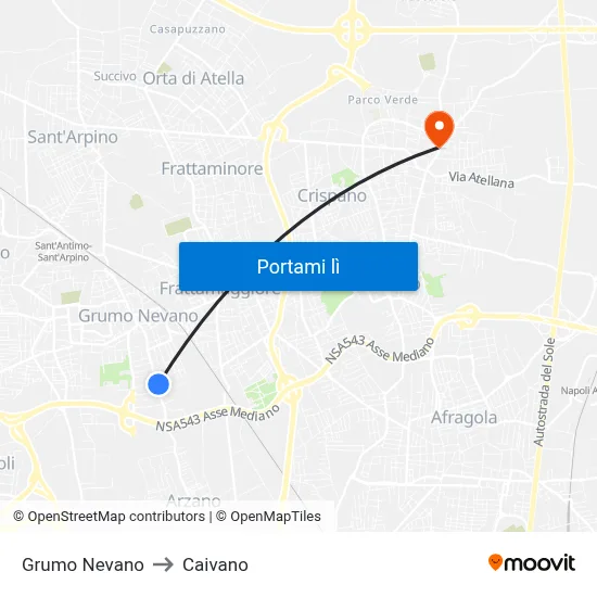 Grumo Nevano to Caivano map