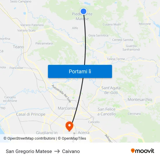 San Gregorio Matese to Caivano map