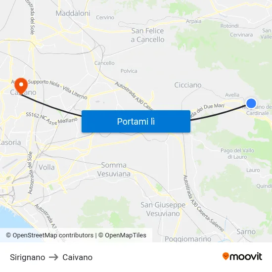 Sirignano to Caivano map