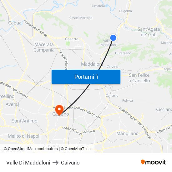 Valle Di Maddaloni to Caivano map