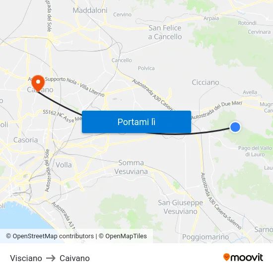 Visciano to Caivano map